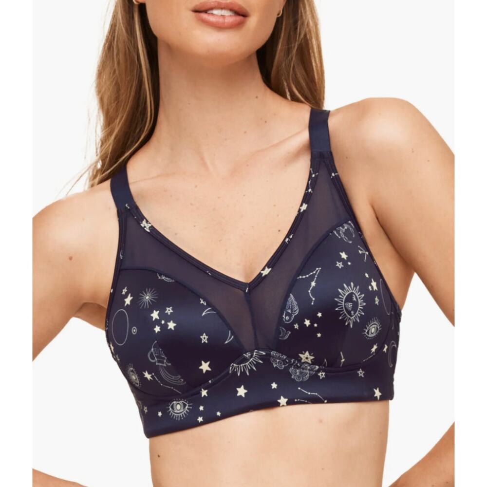 NWT Adore Me Navy Blue Ariza Med-Impact Sports Bra Wireless Celestrial-34B